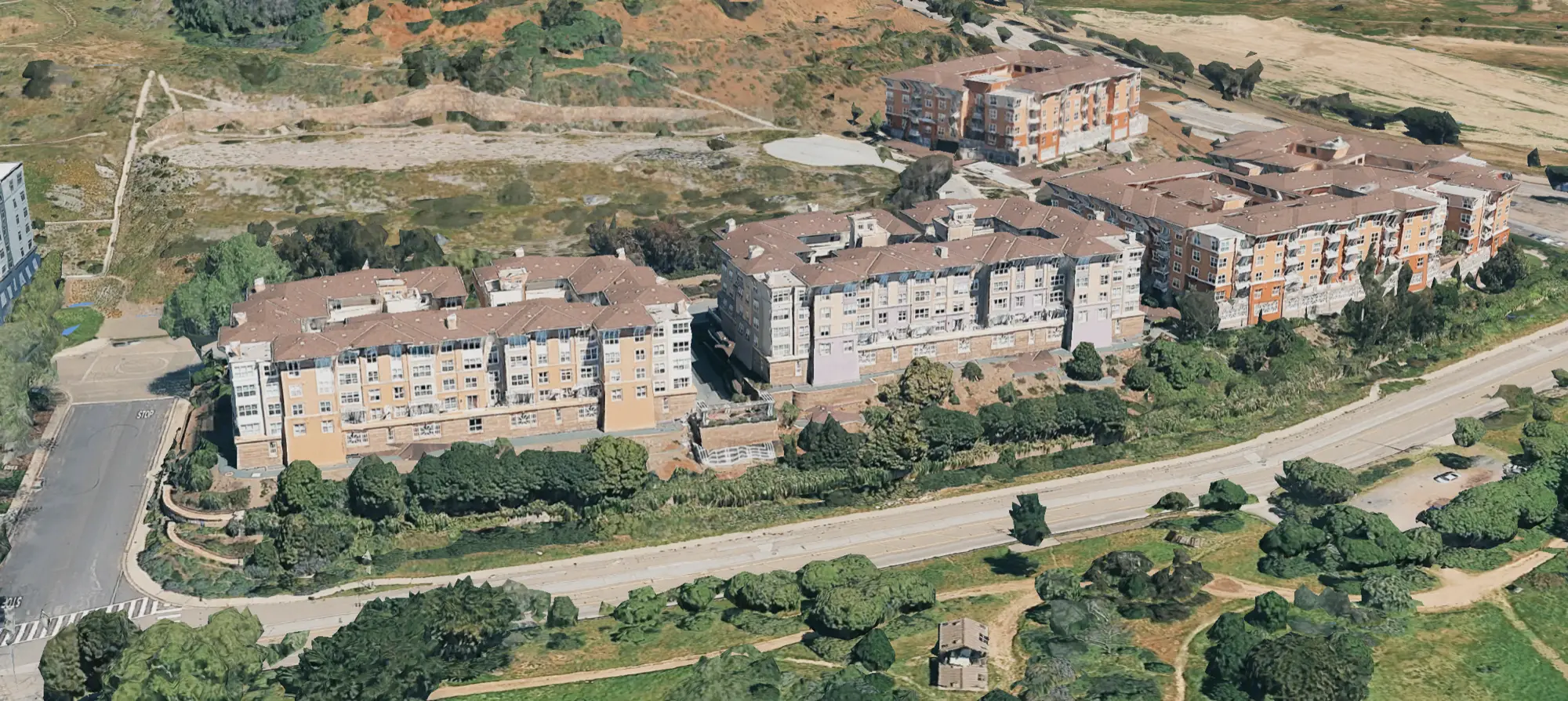 Aerial view of Candlestick Point, The Cove community in San Francisco
